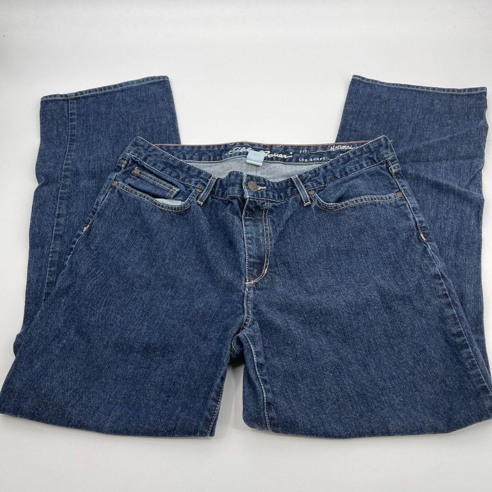 Eddie Bauer Jeans 14 Womens Straight Leg Natural Denim Blue Casual Plus Preppy